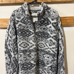 Dylan Gray and White Aztec Sherpa Pullover